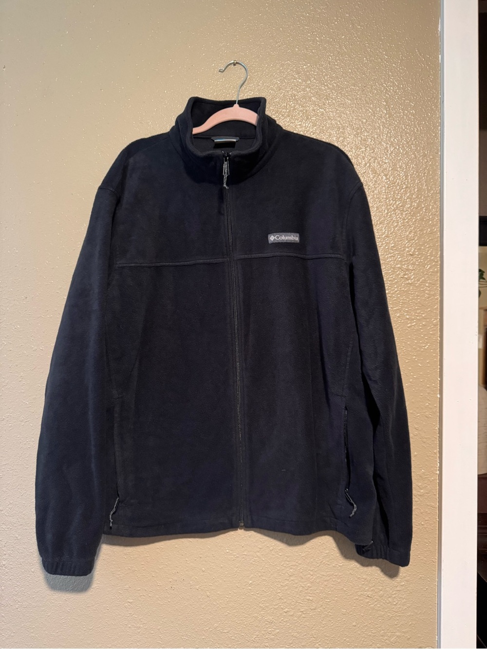 Columbia Black Fleece Jacket with Blue Trim